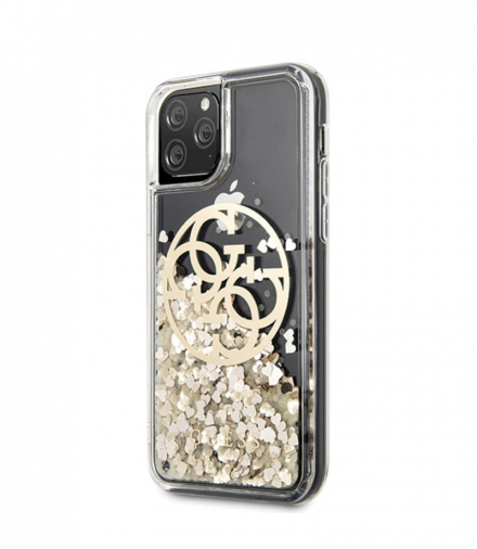 Nakładka do iPhone 11 Pro GUHCN58LGGITDGO złoty hard case Circle Liquid Glitter TFO Guess GSM100126
