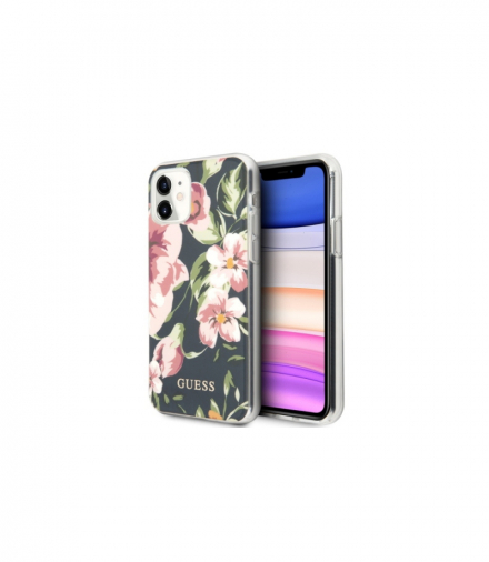 Nakładka do iPhone 11 GUHCN61IMLFL03 granatowa hard case Flower Collection TFO Guess GSM102712