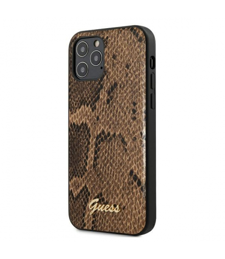Nakładka do iPhone 12 / 12 Pro 6,1" GUHCP12MPUSNSMLBR brązowe hard case Script Python Collection TFO Guess GSM104842