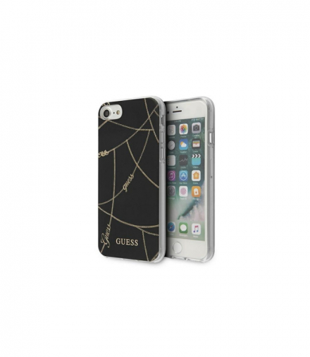 Nakładka do iPhone 7 / 8 / SE 2020 GUHCI8PCUCHBK czarne hard case Gold Chain Collection TFO Guess GSM105891