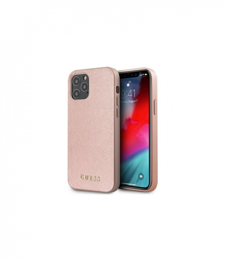 Nakładka do iPhone 12 Pro Max 6,7" GUHCP12LIGLRG różowo-złota hard case Iridescent TFO Guess GSM105899
