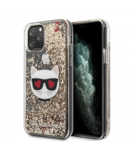 Nakładka do iPhone 11 Pro Max KLHCN65LCGLGO złota hard case Glitter Choupette TFO Karl Lagerfeld GSM105989