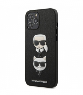 Nakładka do iPhone 12 Pro Max 6,7" KLHCP12LSAKICKCBK czarna hard case Saffiano Iconic Karl&Choupette Head TFO Karl Lagerfeld GSM106005