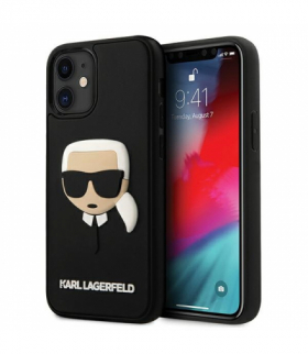 Nakładka do iPhone 12 Mini 5,4" KLHCP12SKH3DBK czarna hard case 3D Rubber Karl`s Head TFO Karl Lagerfeld GSM106006
