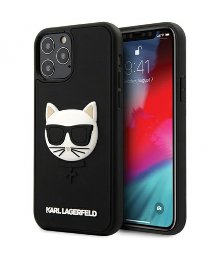 Nakładka do iPhone 12 / 12 Pro 6,1" KLHCP12MCH3DBK czarna hard case 3D Rubber Choupette TFO Karl Lagerfeld GSM106008