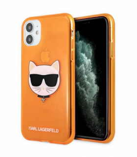 Nakładka do iPhone 11 KLHCN61CHTRO pomarańczowa hard case Glitter Choupette Fluo TFO Karl Lagerfeld GSM109740