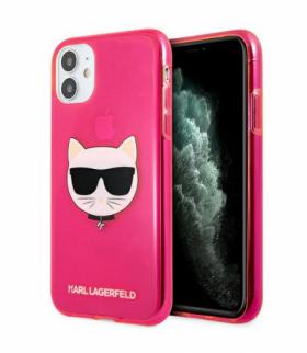 Nakładka do iPhone 12 Pro Max 6,7" KLHCP12LCHTRP różowa hard case Glitter Choupette Fluo TFO Karl Lagerfeld GSM109749