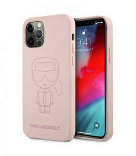 Nakładka do iPhone 12 Pro Max 6,7" KLHCP12LSILTTPI różowa hard case Silicone Iconic Outline TFO Karl Lagerfeld GSM109755