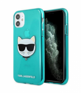 Nakładka do iPhone 12 / 12 Pro 6,1" KLHCP12MCHTRB niebieska hard case Glitter Choupette Fluo TFO Karl Lagerfeld GSM109758
