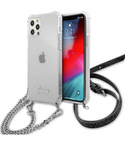 Nakładka do iPhone 12 / 12 Pro 6,1" GUHCP12MKC4GSSI przeźroczysta hard case 4G Silver Chain TFO Guess GSM111202