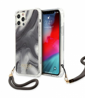 Nakładka do iPhone 12 / 12 Pro 6,1" GUHCP12MKSMAGR szara hard case Marble Collection TFO Guess GSM111210