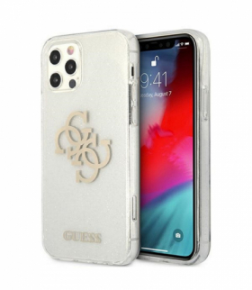 Nakładka do iPhone 12 / 12 Pro 6,1" GUHCP12MPCUGL4GTR przeźroczysta hard case Glitter 4G Big Logo TFO Guess GSM111305