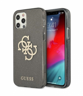 Nakładka do iPhone 12 / 12 Pro 6,1" GUHCP12MPCUGL4GBK czarne hard case Glitter 4G Big Logo TFO Guess GSM111308