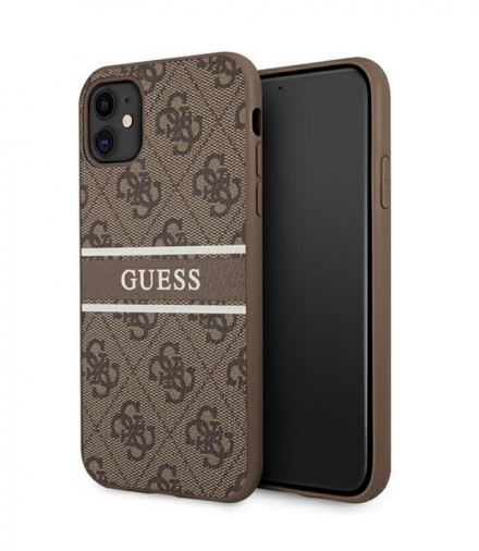 Nakładka do iPhone 12 Pro Max 6,7" GUHCP12L4GDBR brązowe hard case 4G Stripe TFO Guess GSM111331