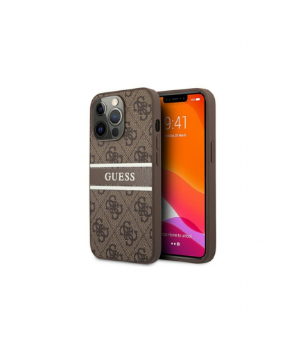 Nakładka do iPhone 13 Pro Max 6,7" GUHCP13X4GDBR brązowa hard case 4G Stripe TFO Guess BRA011109