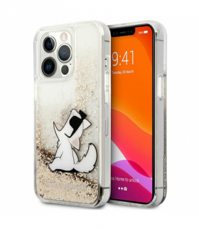 Nakładka do iPhone 13 Pro / 13 6,1" KLHCP13LGCFD złota hard case Liquid Glitter Choupette Fun TFO Karl Lagerfeld BRA011121