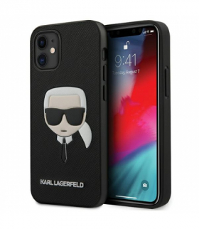 Nakładka do iPhone 13 Mini 5,4'' KLHCP13SSAKHBK czarna hard case Saffiano Ikonik Karl`s Head TFO Karl Lagerfeld GSM112961