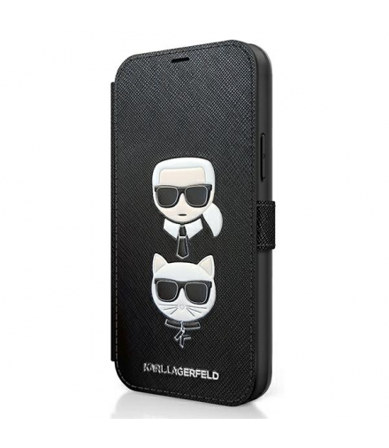 Etui do iPhone 12 Mini 5,4" KLFLBKP12SSAKICKCBK czarne book case Saffiano Karl & Choupette TFO Karl Lagerfeld GSM106057