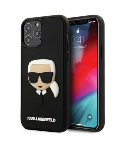 Nakładka do iPhone 12 / 12 Pro 6,1" KLHCP12MKH3DBK czarna hard case 3D Rubber Karl's Head TFO Karl Lagerfeld GSM109318