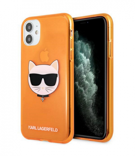 Nakładka do iPhone 11 KLHCN61CHTRO pomarańczowa hard case Glitter Choupette Fluo TFO Karl Lagerfeld GSM109740