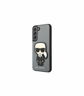 Nakładka do Samsung Galaxy S22 KLHCS22SOKPG hard case srebrna Saffiano Iconic Patch TFO Karl Lagerfeld GSM115001