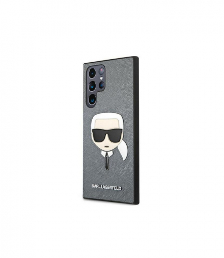 Nakładka do Samsung Galaxy S22 Ultra KLHCS22LSAKHSL hard case srebrna Saffiano Karl`s Head TFO Karl Lagerfeld GSM115010