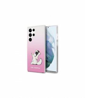 Nakładka do Samsung Galaxy S22 Ultra KLHCS22LCFNRCPI różowa hard case Choupette Eat Gradient TFO Karl Lagerfeld GSM116092