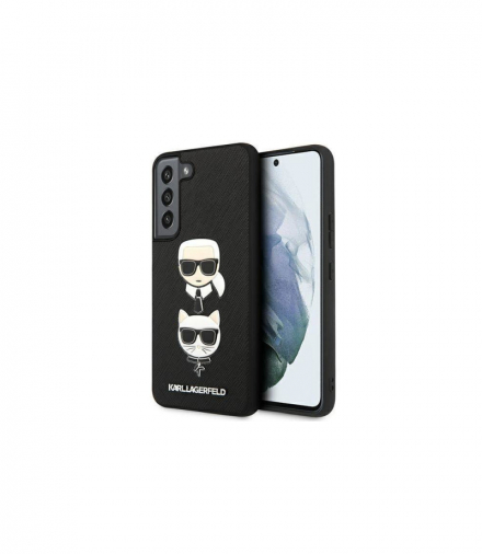Nakładka do Samsung Galaxy S22 KLHCS22SSAKICKCBK czarna hard case Saffiano Karl & Choupette Heads TFO Karl Lagerfeld GSM116099
