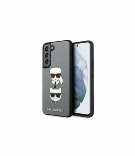 Nakładka do Samsung Galaxy S22 KLHCS22SSAKICKCSL srebrna hard case Saffiano Karl & Choupette Heads TFO Karl Lagerfeld GSM116102