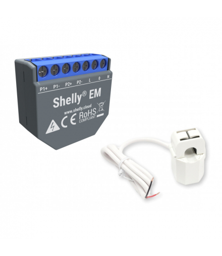 Shelly EM + zacisk 50A - miernik energii sterowany przez Wi-Fi