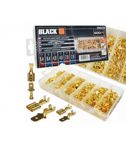 Zestaw konektorów kablowych 600szt. wsuwka, nasuwka LX19603