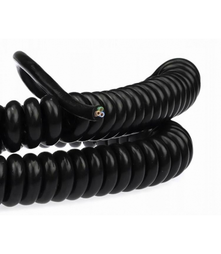 Przewód spirala 05BQH8-F 3x1mm2 5m czarny, poliuretan, bez końcówek LXAC101