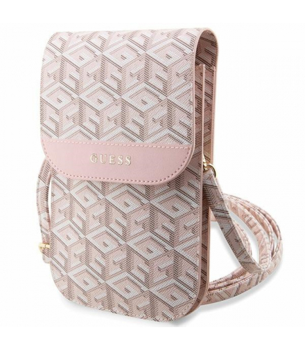 Guess torba na telefon, tablet 19x11.5x2cm GUWBHGCFSEP różowa Wallet Gcube Stripe TFO GSM175993
