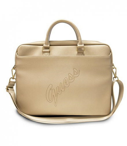 Guess torba do laptopa GUCB15PUSASLG 15 29,5x39x5cm złota Saffiano Script TFO GSM111294