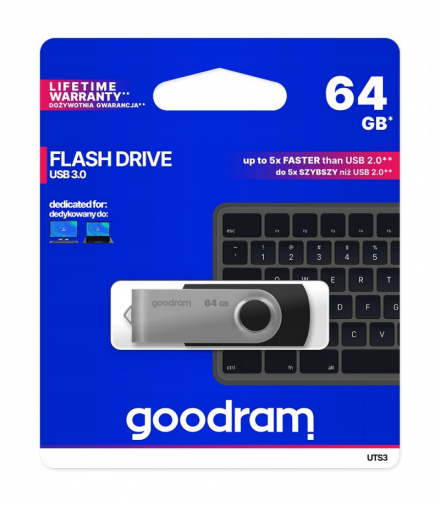 Goodram pendrive 64GB USB 3.0 Twister czarny TFO AKKPNGDRL064G108