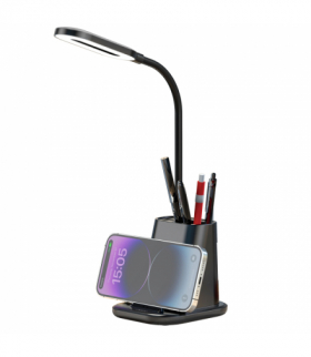 Lampka biurkowa LED z ładowarką bezprzewodową, indukcyjną + USB-A + USB-C 25W WX032 czarna 3w1 TFO XO GSM170023