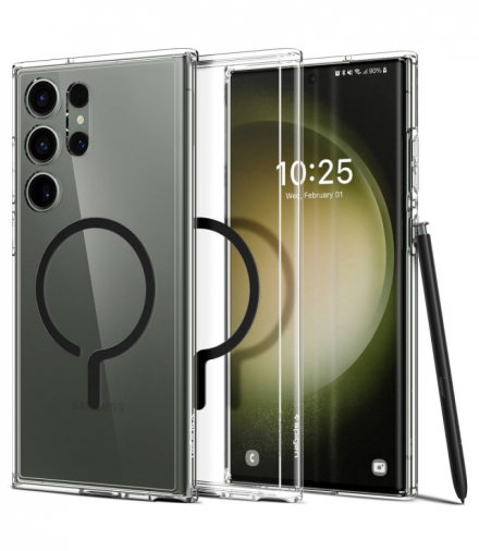 Nakładka Ultra Hybrid Onetap Ring Magsafe do Samsung Galaxy S23 Ultra czarna TFO Spigen BRA013301