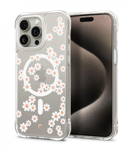 Nakładka Cyrill Cecile Mag Magsafe do iPhone 15 Pro Max 6,7" white daisy TFO Spigen BRA013336