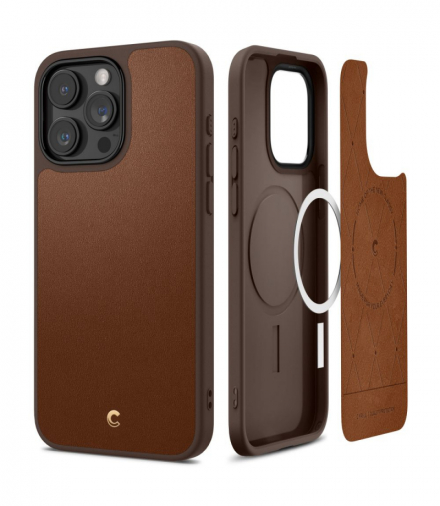 Nakładka Cyrill Kajuk Mag Magsafe do iPhone 15 Pro Max 6,7" saddle brown TFO Spigen BRA013345