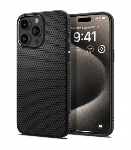 Nakładka Liquid Air do iPhone 15 Pro Max 6,7" matowa czarna TFO Spigen BRA013349