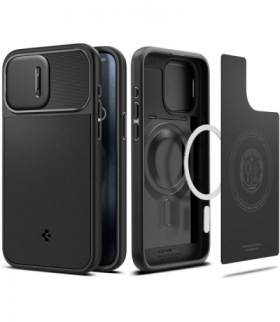 Nakładka Optik Armor Mag Magsafe do iPhone 15 Pro Max 6,7" czarna TFO Spigen BRA013357