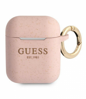 Etui do AirPods GUA2SGGEP różowe Silicone Glitter TFO Guess GSM111391