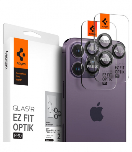 Osłona aparatu do iPhone 14 Pro 6,1" / Pro Max 6,7" Optik.TR Ez Fit Camera Protector 2-Pack czarna TFO Spigen BRA012461