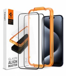 Szkło hartowane ALM GLASS FC 2-PACK do iPhone 15 Pro 6,1" czarna TFO Spigen BRA013377