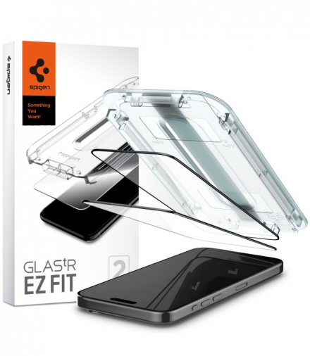 Szkło hartowane GLAS.TR "EZ FIT" FC 2-PACK do iPhone 15 Pro 6,1" czarna TFO Spigen BRA013380