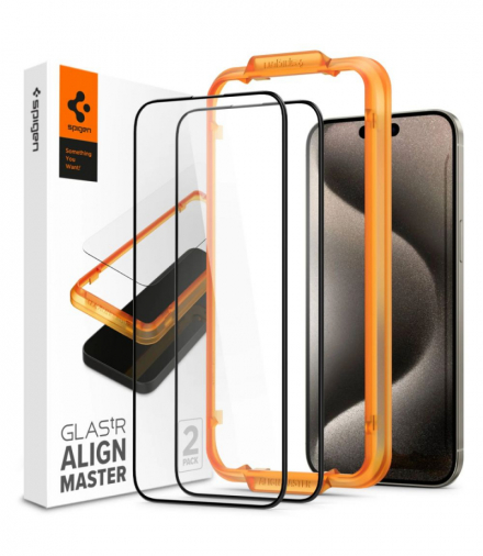 Szkło hartowane ALM GLASS FC 2-PACK do iPhone 15 Pro Max 6,7" czarna TFO Spigen BRA013451