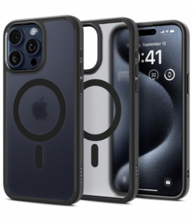 Nakładka Ultra Hybrid Magsafe do iPhone 15 Pro Max 6,7" Frost czarna TFO Spigen BRA013371