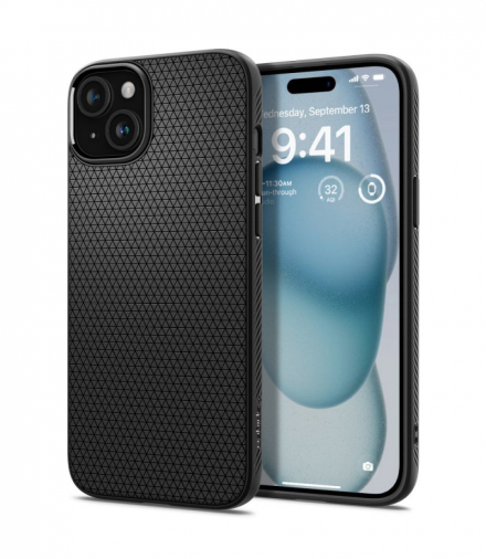 Nakładka Liquid Air do iPhone 15 6,1" matowa czarna TFO Spigen BRA013397