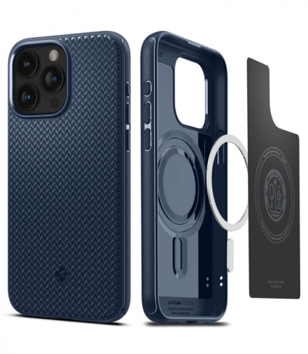 Nakładka Mag Armor Magsafe do iPhone 15 Pro 6,1" granatowa TFO Spigen BRA013414