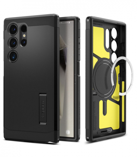 Nakładka Tough Armor Magsafe do Samsung Galaxy S24 Ultra czarna TFO Spigen BRA013783